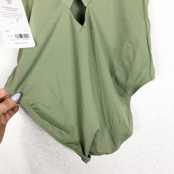 NWT Athleta Palm One Piece Swimsuit Small Green Strappy Back Modest Coverage - Picture 12 of 14
